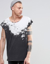 Oversize-футболка без рукавов с принтом и необработанными краями ASOS