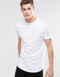 Белая удлиненная футболка с закругленным низом ASOS - Белый