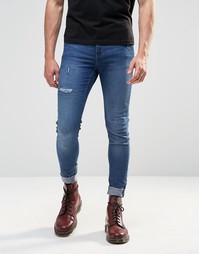 Синие джинсы с потертостями Cheap Monday - Пыльно-синий