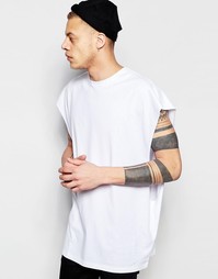 Белая oversize-футболка без рукавов с углубленной проймой ASOS - Белый
