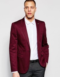Хлопковый зауженный блейзер ASOS - Burgandy