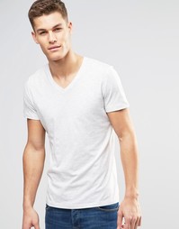 Белая меланжевая футболка с V‑образным вырезом Esprit - Бежевый