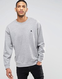 Серый меланжевый oversize-свитшот с вышивкой ASOS - Серый меланж