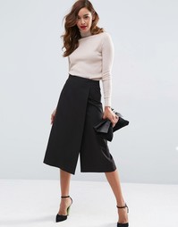 Юбка-шорты с запахом спереди ASOS Tailored - Черный