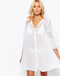Пляжное платье на пуговицах с кружевом и V-образным вырезом ASOS