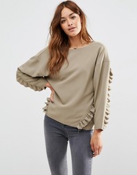Oversize-топ с оборками ASOS - Хаки