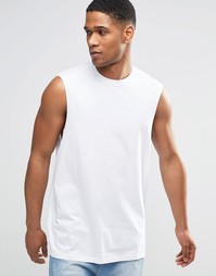 Белая oversize-футболка без рукавов с необработанными проймами ASOS
