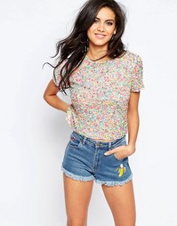 Футболка с неоновыми пайетками ASOS - Белый