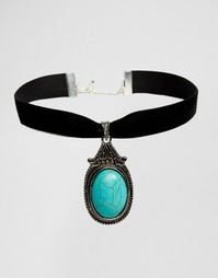 Ожерелье-чокер с полудрагоценным камнем Rock N Rose Zaria - Бирюзовый