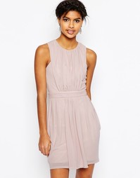Сетчатое платье мини со складками ASOS - Сумеречно-розовый