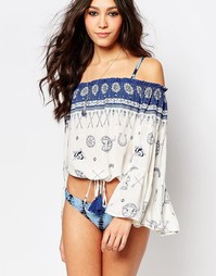 Пляжная блузка с принтом Surf Gypsy - Синий