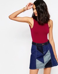 Бесшовное боди с высокой горловиной Free People - Темно-красный