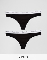Набор из 2 хлопковых стрингов Calvin Klein CK One - Черный
