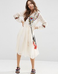 Платье с ацтекской вышивкой ASOS PREMIUM - Кремовый