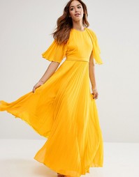 Плиссированное платье макси с рукавами-бабочка ASOS