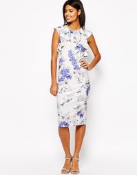 Платье-футляр с цветочным принтом и оборкой ASOS - Мульти