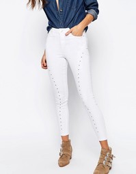 Белые джинсы скинни с прорезной отделкой ASOS RIDLEY - Видимый белый