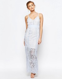 Платье макси из тонкого кружева Boohoo - Голубой лед