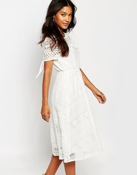 Кружевное платье миди Boohoo - Белый