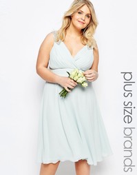 Платье миди для выпускного с отделкой на плечах TFNC Plus WEDDING