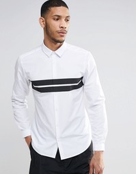 Рубашка классического кроя с полосками на груди ASOS White - Белый