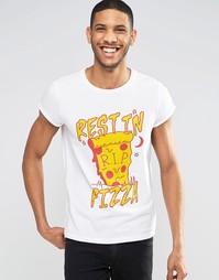 Футболка с принтом Rest In Pizza ASOS - Белый