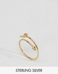 Позолоченное серебряное кольцо со стрелой ASOS - Золотой