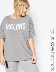 Футболка с надписью Melons Boohoo Plus - Серый