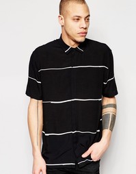 Рубашка классического кроя в полоску с короткими рукавами ASOS