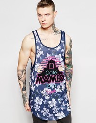 Удлиненная майка с негативным цветочным принтом SikSilk X Mambo