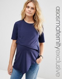 Асимметричный двухслойный топ с короткими рукавами ASOS Maternity NURS