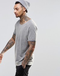 Футболка в стиле casual с овальным вырезом и эффектом кислотной стирки Asos