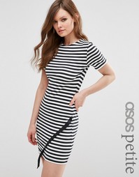 Асимметричное облегающее платье в полоску ASOS PETITE - Черно-белый