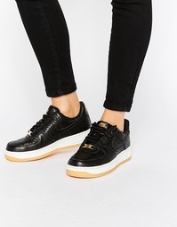 Черные кожаные кроссовки Nike Air Force 1 07 Prm - Черный