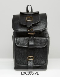 Кожаный премиум-рюкзак с длинным ремешком Reclaimed Vintage - Черный