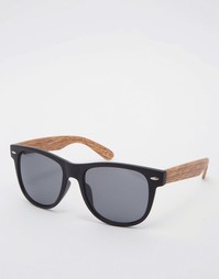 Солнцезащитные очки с дужками под дерево ASOS - Черный