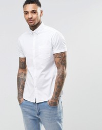 Белая оксфордская рубашка скинни с короткими рукавами ASOS - Белый