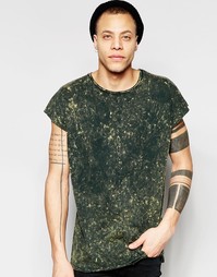 Oversize-футболка цвета хаки без рукавов с необработанными швами ASOS