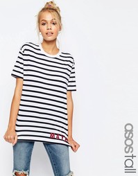 Футболка в полоску с принтом Maybe ASOS TALL