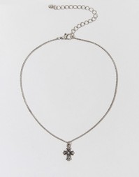 Ожерелье с крестом ASOS - Шлифованный серебряный