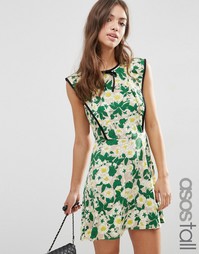 Короткое платье с цветочным принтом и контрастным кантом ASOS TALL