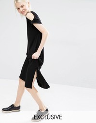 Эксклюзивное платье миди с открытыми плечами Monki - Черный