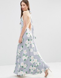 Платье макси с открытой спинкой и цветочным принтом ASOS - Мульти