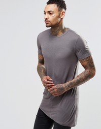 Длинная футболка с асимметричным краем ASOS - Дымчато-серый