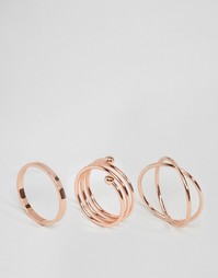 Комплект из 3 колец ASOS - Розовое золото