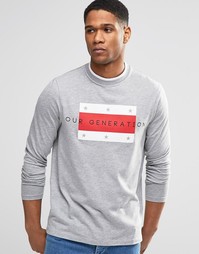 Лонгслив с принтом флага ASOS - Серый