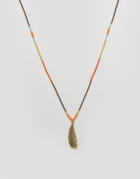 Коричневое ожерелье из бусин с подвеской-пером Reclaimed Vintage