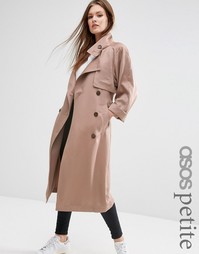 Макинтош с каскадной драпировкой и подвернутыми рукавами ASOS PETITE