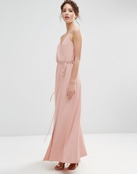 Креповое платье макси с запахом ASOS WEDDING - Розовый
