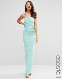 Платье макси в стиле бандо из органзы ASOS TALL RED CARPET